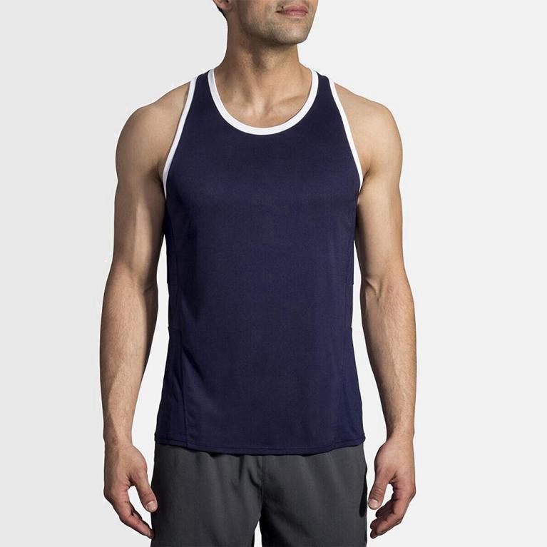 Brooks Stealth NZ - Men's Running Tank Top - Blue (45278-CXVT)